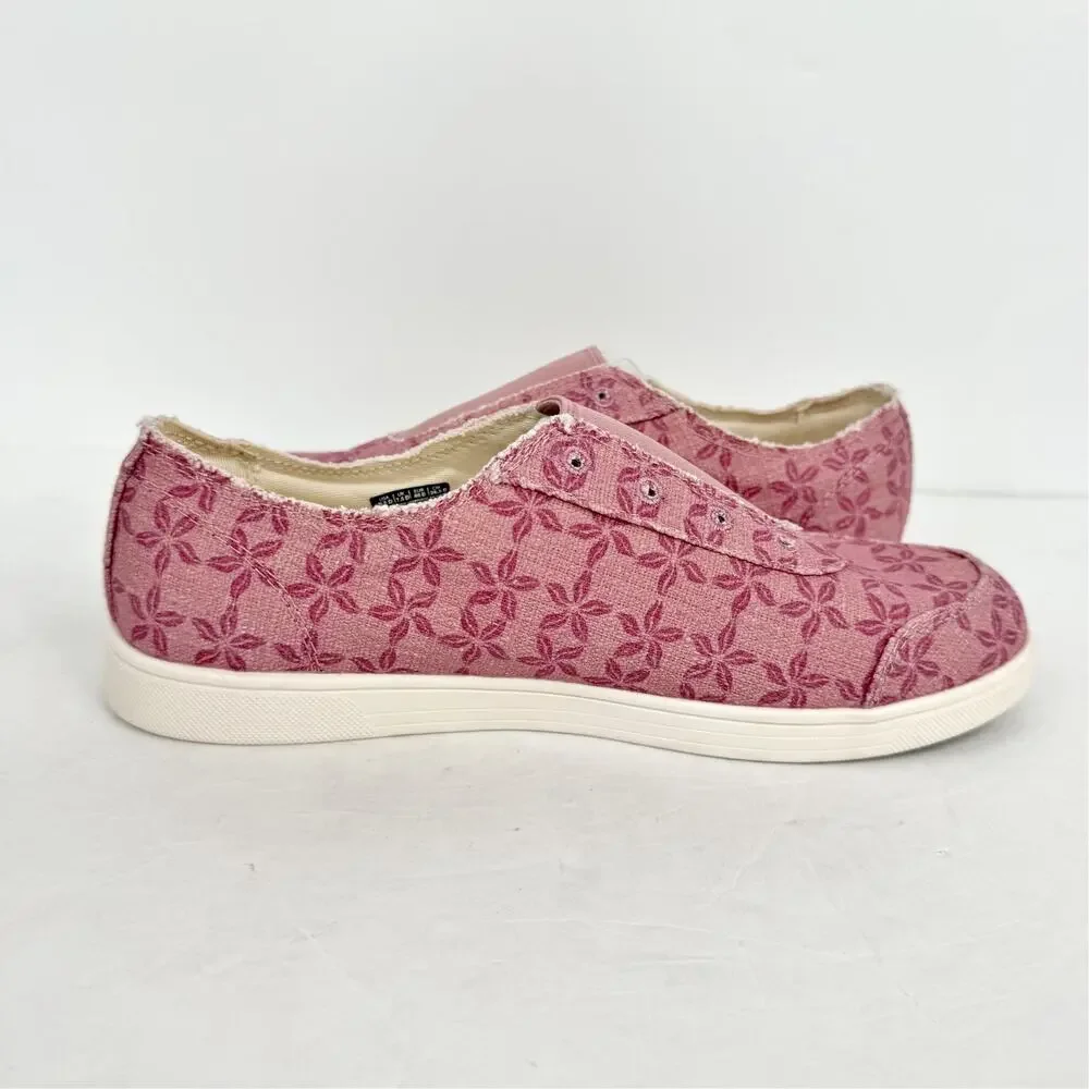 Spenco Womens Santa Maria Batik Sneakers US 9.5 WIDE Pink Canvas Casual NIB